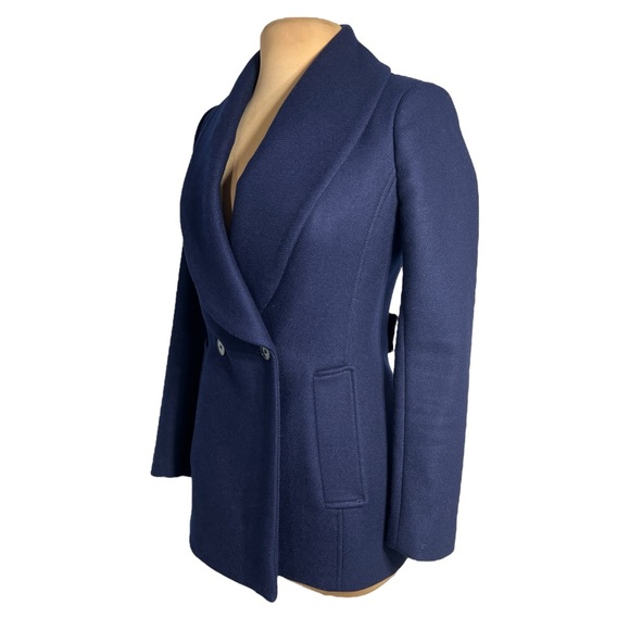 REISS MALIKA WOMENS SHAWL COLLAR WOOL COAT IN NAVY BLUE SIZE 4 - Picture 4 of 8